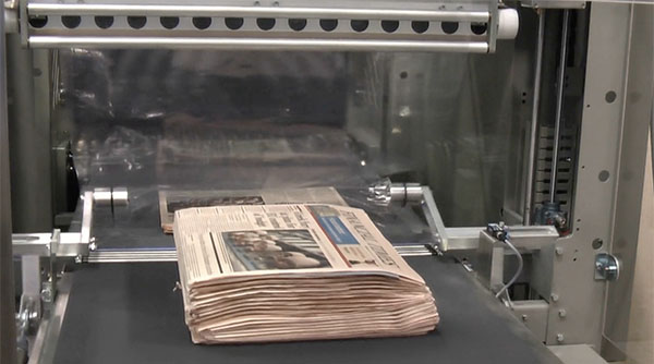 automatic sleeve wrapper video wrapping newspapers