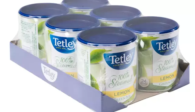 Tetley tea product shrink wrapping