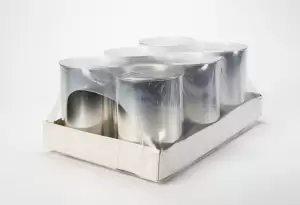 industrial tin trays shrinkwrapped for transportation