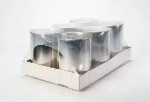 industrial tin trays shrinkwrapped for transportation